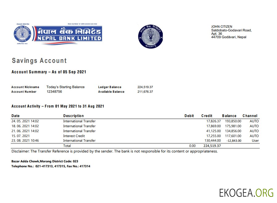 Banque du Népal Népal excel pdf